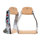 New! Showman Electric Aces Twisted Angled Aluminum Stirrups - Country Scene Saddlery and Pet Supplies