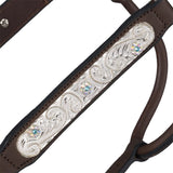 New! Silver Royal Scroll Show Halter with Stones