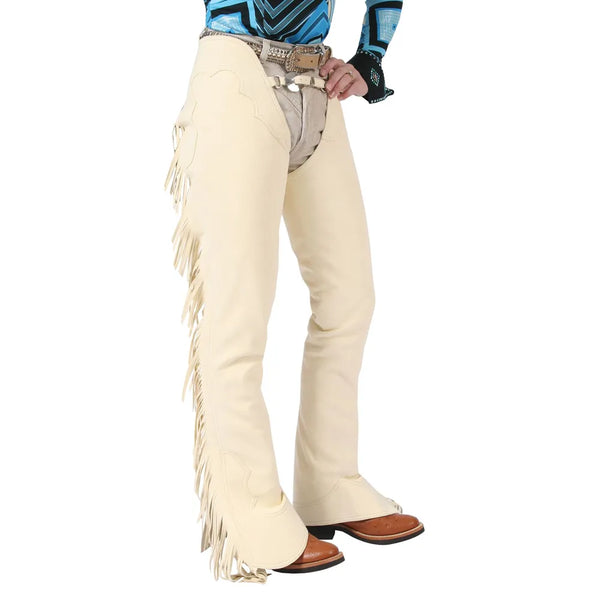 New! Schneiders Cream Washable Suede Horse Show Western Chaps with Fringe