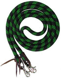 Showman ® 8ft braided nylon barrel reins with scissor snap end - Country Scene Saddlery and Pet Supplies