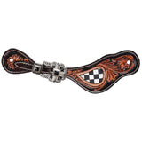 New! Showman® Ladies Fast Lane Checkered Spur Straps – Chocolate Leather