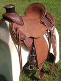 New! Showman Signature Series Roughout Wade Roper Saddle - 15, 16, 17 Inch - Country Scene Saddlery and Pet Supplies