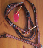 NEW! Showman® Mini Size Medium leather headstall and breast collar set with silver studs. - Country Scene Saddlery and Pet Supplies