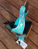 CSS Turquoise Engraved Stirrup Irons. - Country Scene Saddlery and Pet Supplies
