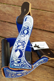 CSS Blue Engraved Stirrup Irons. - Country Scene Saddlery and Pet Supplies