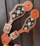Showman ® Beaded inlay Spur Straps. - Country Scene Saddlery and Pet Supplies