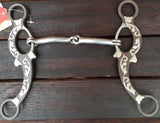 Showman ® 5" Brown Snaffle Bit with Engraved Silver Overlays. - Country Scene Saddlery and Pet Supplies