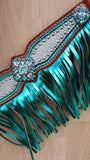 NEW! Showman ® Pony Size Headstall and breast collar set with holographic snake print and metallic color fringe. - Country Scene Saddlery and Pet Supplies