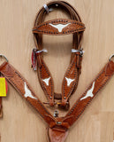New! Leather double stitched tooled browband headstall and breastcollar. - Country Scene Saddlery and Pet Supplies
