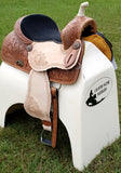 14", 15", 16" Double T Barrel style saddle with rainbow crystal rhinestones. - Country Scene Saddlery and Pet Supplies