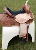 14", 15", 16" Double T Barrel style saddle with rainbow crystal rhinestones. - Country Scene Saddlery and Pet Supplies