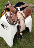 14", 15", 16" Double T Barrel style saddle with rainbow crystal rhinestones. - Country Scene Saddlery and Pet Supplies