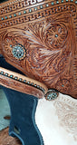 14", 15", 16" Double T Barrel style saddle with rainbow crystal rhinestones. - Country Scene Saddlery and Pet Supplies