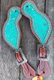 Showman ® Ladies teal Hair on Cowhide spur straps - Country Scene Saddlery and Pet Supplies