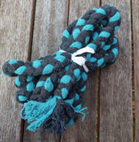 New! Showman™ Fine quality teal and natural rawhide core show bosal with a cotton mecate rein. - Country Scene Saddlery and Pet Supplies