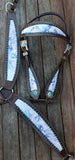 CSSB05 Purple and Turquoise Swirl Barrel Saddle- Roughout - Country Scene Saddlery and Pet Supplies