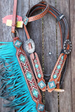 NEW! Showman ® Ombre fringe headstall and breast collar set. - Country Scene Saddlery and Pet Supplies