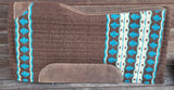 Showman® 34" x 36" Brown and Turquoise memory felt bottom saddle pad. - Country Scene Saddlery and Pet Supplies