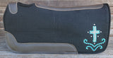 Showman ® 30" X 32" X 1" Black felt pad with crystal rhinestone cross design. - Country Scene Saddlery and Pet Supplies