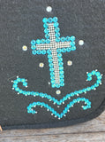 Showman ® 30" X 32" X 1" Black felt pad with crystal rhinestone cross design. - Country Scene Saddlery and Pet Supplies