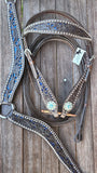 CSS Western Inlay Breastcollar and Bridle- Blue Glitter Inlay - Country Scene Saddlery and Pet Supplies