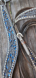 CSS Western Inlay Breastcollar and Bridle- Blue Glitter Inlay - Country Scene Saddlery and Pet Supplies