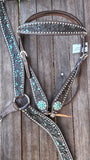 CSS Western Inlay Breastcollar and Bridle- Teal Glitter Inlay - Country Scene Saddlery and Pet Supplies