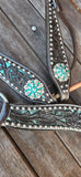 CSS Western Inlay Breastcollar and Bridle- Teal Glitter Inlay - Country Scene Saddlery and Pet Supplies