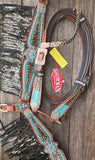 NEW! Showman® Bejeweled metallic leopard print headstall and breast collar set.