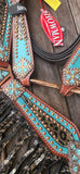 NEW! Showman® Bejeweled metallic leopard print headstall and breast collar set.