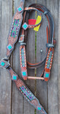 Showman® Headstall and breast collar with beaded inlay. - Country Scene Saddlery and Pet Supplies