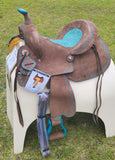 14", 15", 16" Double T Roughout Barrel Style Saddle Set. - Country Scene Saddlery and Pet Supplies