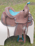 14", 15", 16" Double T Roughout Barrel Style Saddle Set. - Country Scene Saddlery and Pet Supplies