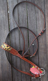 Showman ® Leather noseband and tiedown with sunflower and cheetah printed leather nose - Country Scene Saddlery and Pet Supplies