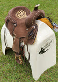 13" Double T Youth Hard Seat Barrel style saddle with Cheetah Seat - Country Scene Saddlery and Pet Supplies