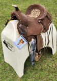 13" Double T Youth Hard Seat Barrel style saddle with Cheetah Seat - Country Scene Saddlery and Pet Supplies