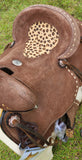 12" Double T Youth Hard Seat Barrel style saddle with Cheetah Seat - Country Scene Saddlery and Pet Supplies