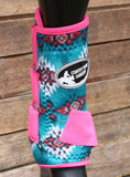 CSS Teal & Red Tribal Patterned Boots- A4. - Country Scene Saddlery and Pet Supplies
