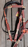 Showman ® Browband Rawhide Braided Headstall and Breast collar Set with Turquoise Studs. - Country Scene Saddlery and Pet Supplies