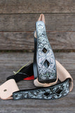New! Showman™ Black Aluminum Engraved Silver Stirrup With Cut Out Diamonds. - Country Scene Saddlery and Pet Supplies