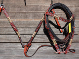 Showman ® Browband Rawhide Braided Headstall and Breast collar Set with Turquoise Studs. - Country Scene Saddlery and Pet Supplies