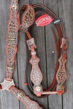 Showman ® Cheetah print one ear headstall and breast collar set. - Country Scene Saddlery and Pet Supplies