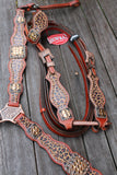 Showman ® Cheetah print one ear headstall and breast collar set. - Country Scene Saddlery and Pet Supplies