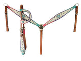 NEW! Showman ® Cowhide inlay One Ear headstall and breast collar set - Country Scene Saddlery and Pet Supplies