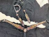NEW! Showman ® Hair on Cheetah inlay One Ear headstall and breast collar set - Country Scene Saddlery and Pet Supplies