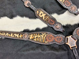 NEW! Showman ® Hair on Cheetah inlay One Ear headstall and breast collar set - Country Scene Saddlery and Pet Supplies
