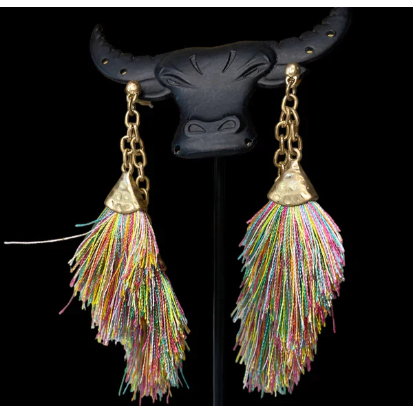 2129- Chain & Tassel Earrings Necklace