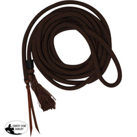 New! 23 Round Nylon Braided Mecate Reins With Leather Ends. Black