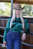 New! EMERALD SATIN PERFORMANCE RODEO SHIRT