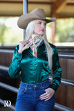 New! EMERALD SATIN PERFORMANCE RODEO SHIRT